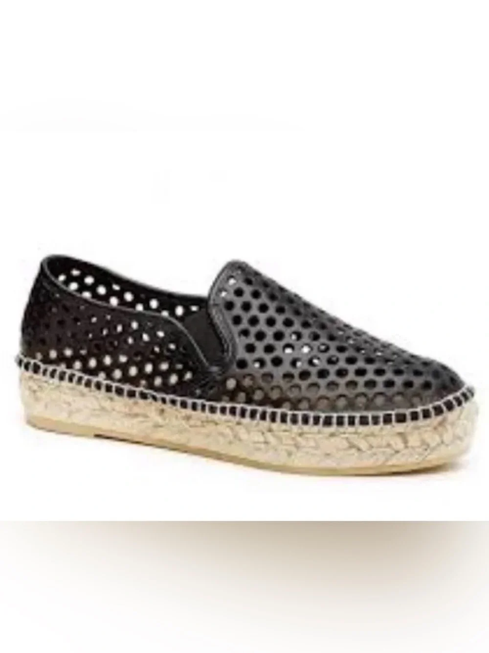 Loeffler Randall Rowan Black Leather Platform Espadrille Loafer Sneaker 40 9-9.5